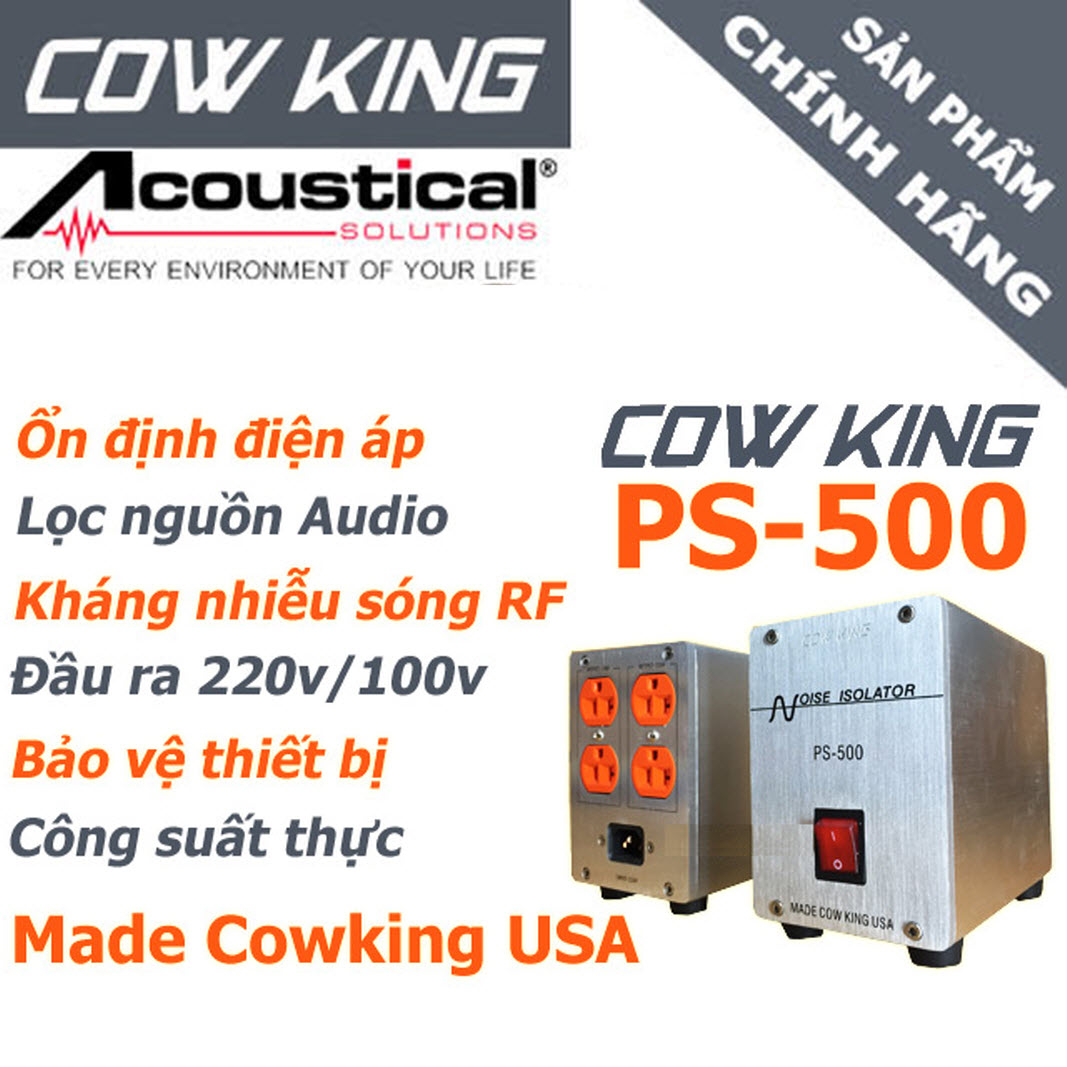 Miên Phi Vận Chuyển - Biến Áp Cách AUDIO 220V/100V - COWKING PS500 - Biến Áp Cách Ly 4 Trong 1 COW KING PS-500: Đổi Nguồn 220v-110v - Lọc Nguồn Điện Sạch - Ổn Định Điện Áp - Chông Nhiêu Sóng RF