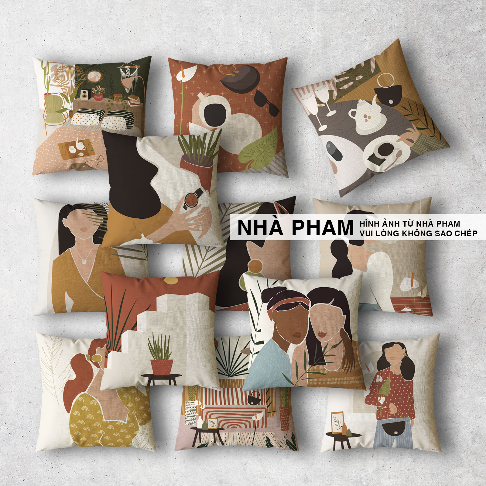 VỎ GỐI TRANG TRÍ SOFA ABSTRACT GIRL (No01 - No20) (45x45cm)