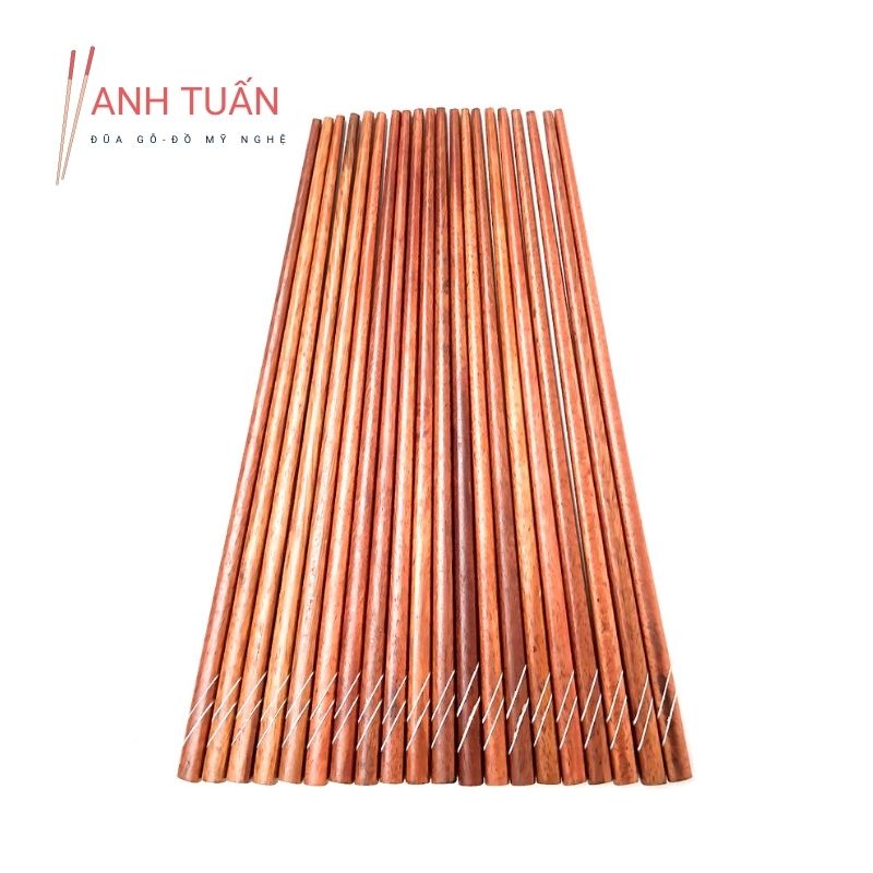 [Giá sỉ] Bộ 30 đôi đũa KHẢM đũa gỗ ăn cơm cao cấp đũa gỗ CẨM HỒNG, đũa đẹp tự nhiên không hoá chất, không cong vênh, chống mốc, kháng khuẩn