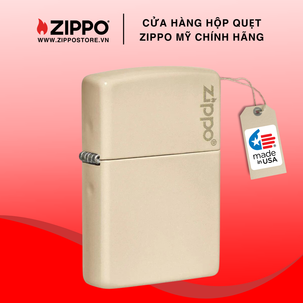 Zippo Classic Flat Sand Zippo Logo Lighter 49453Zl