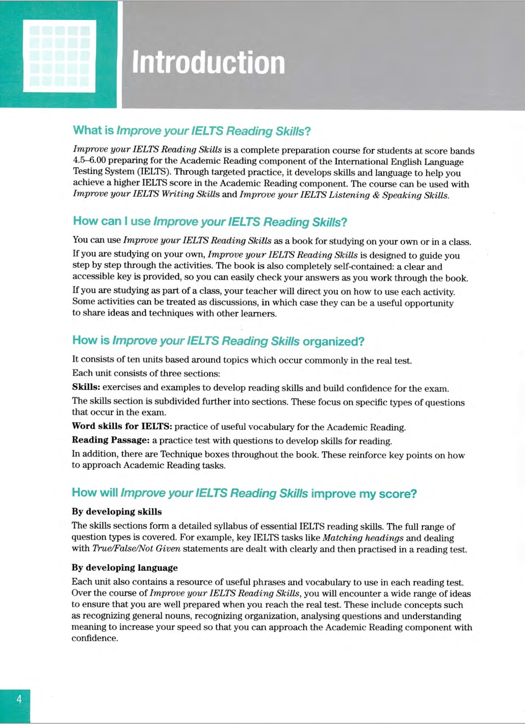 Sách Improve Your Skills Reading for IELTS 4.5-6 Student with Answer Key