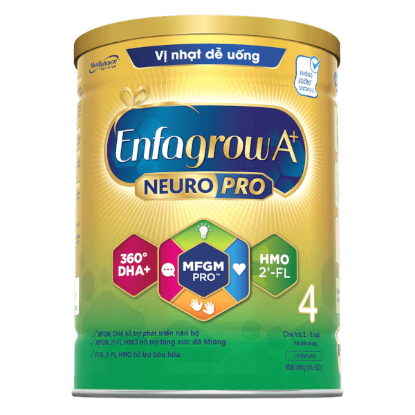 [HCM]Sữa bột Enfagrow A+ 4 neuropro 830g vị nhạt dễ uống