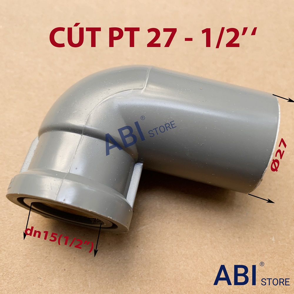 Cút nhựa góc, co góc răng ren trong đồng 27 - 1/2'', 21 - 1/2'', 27 - 3/4'' hàng đẹp giá rẻ