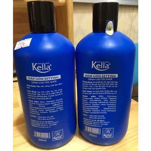 1 cặp kem uốn-dập setting Kella 500+500ml dành cho tóc khoẻ