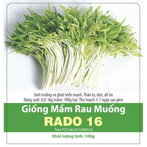 Hạt giống mầm rau muống, rau mầm 100 gram