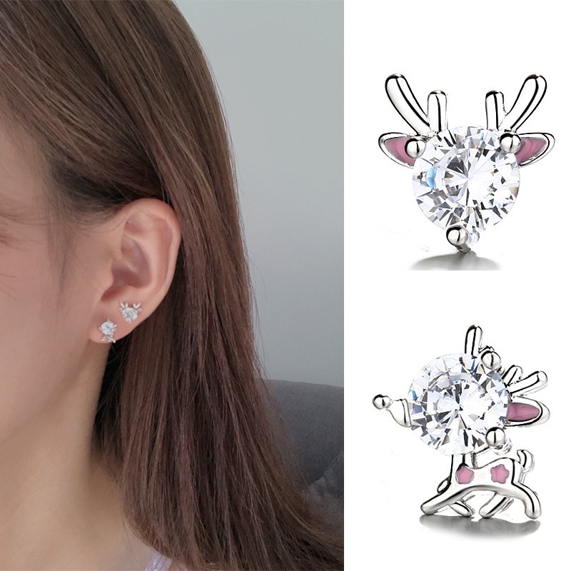 Bông tai bạc nữ phong cách ulzzang hươu sole dễ thương