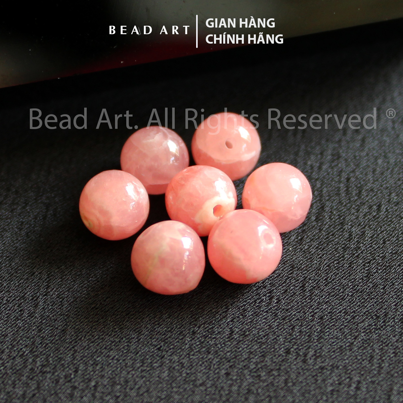 6mm đá đào hoa màu hồng, rhodochrosite, hợp mệnh hoả, thổ, phối vòng tay phong thuỷ, trang sức, chuỗi hạt - bead art