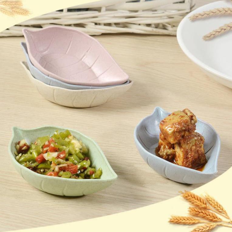 BZK Đĩa Đựng Gia Vị Nước Chấm Hình Chiếc Lá - Chén Đựng Gia Vị Bằng Lúa Mạch (Màu Ngẫu Nhiên)
