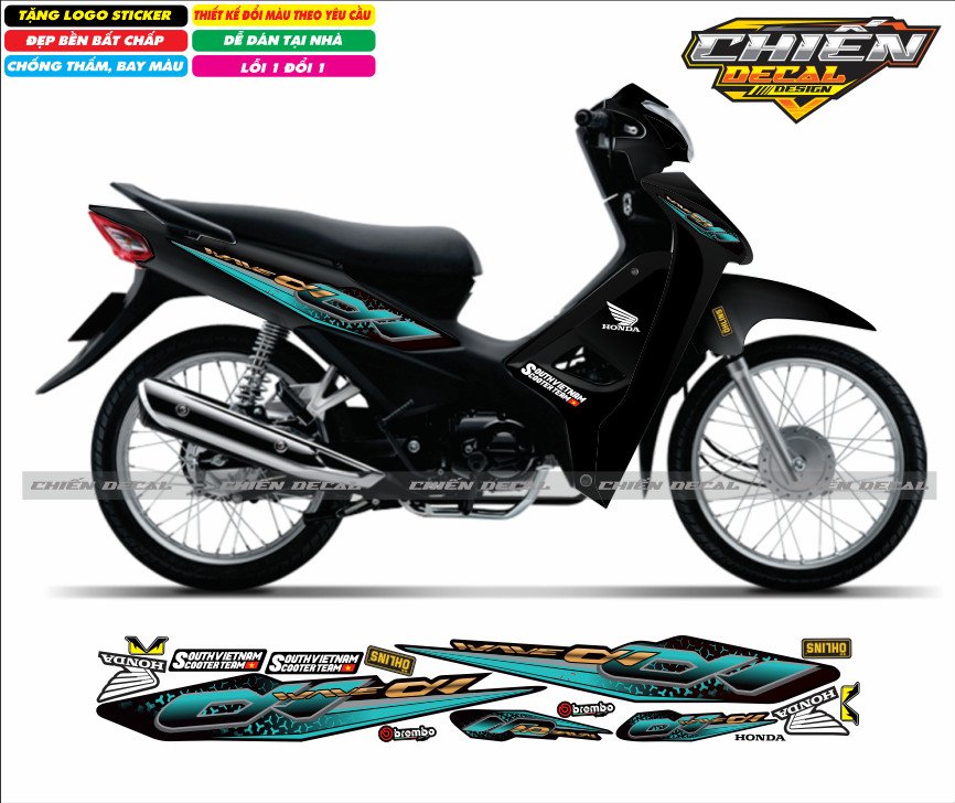 Tem rời xe wave anpha 110cc - 100cc - 50cc chế mẫu zin nhiều màu lựa chọn (tem 3 lớp cao cấp)