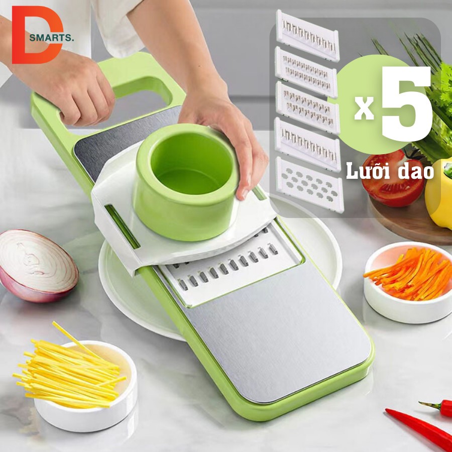 Bộ nạo rau củ quả 5 lưỡi dao, đồ bào rau củ đa năng cao cấp đa năng tiện dụng nhà bếp