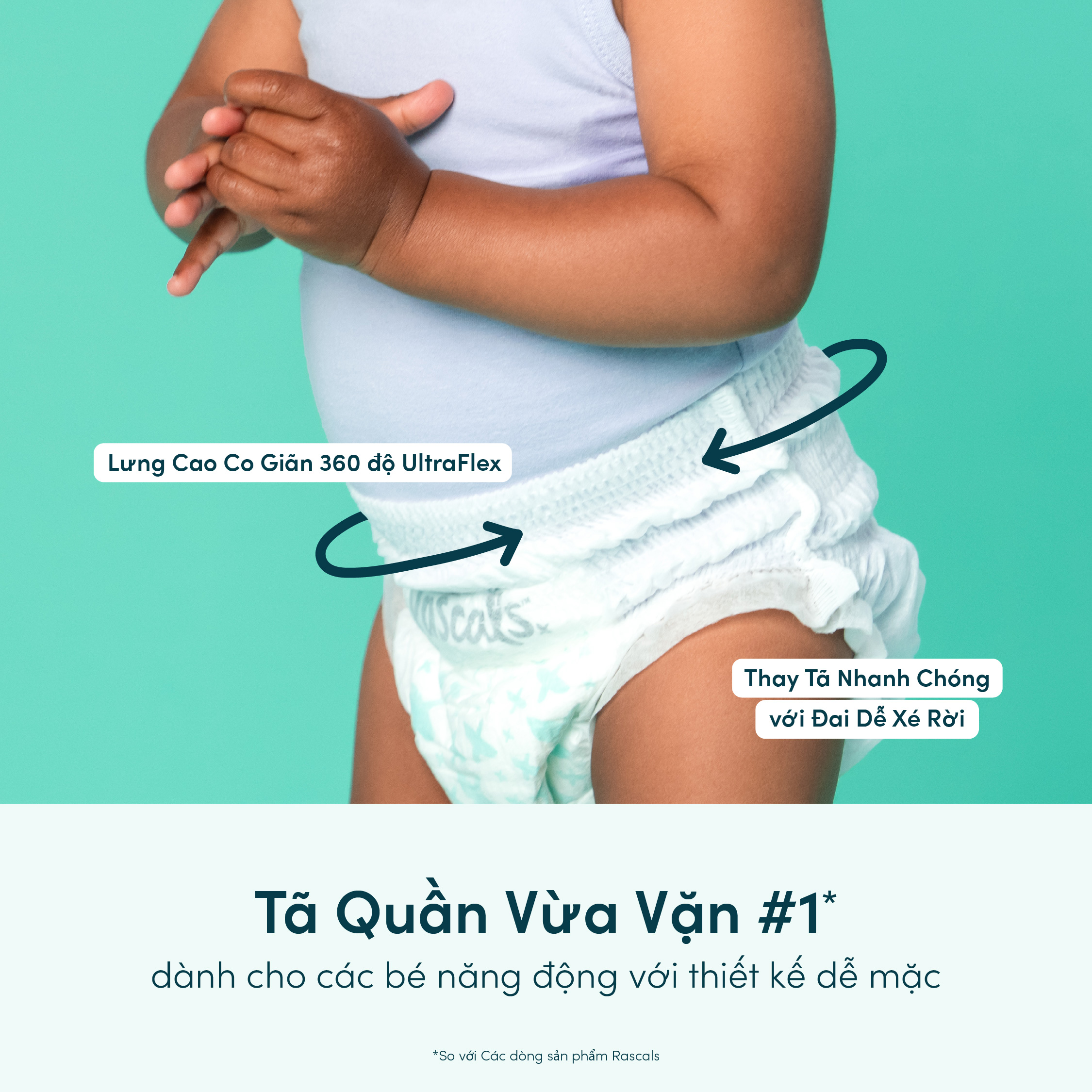 Tã/Bỉm Quần Rascals Size M (6-11kg) 58 miếng