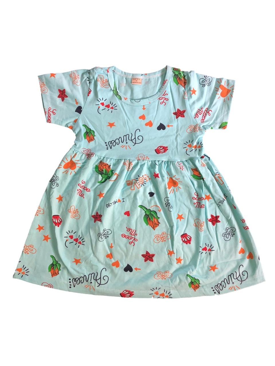 Đầm thun cotton tay ngắn cho bé gái (từ 15 đến 30 kg)