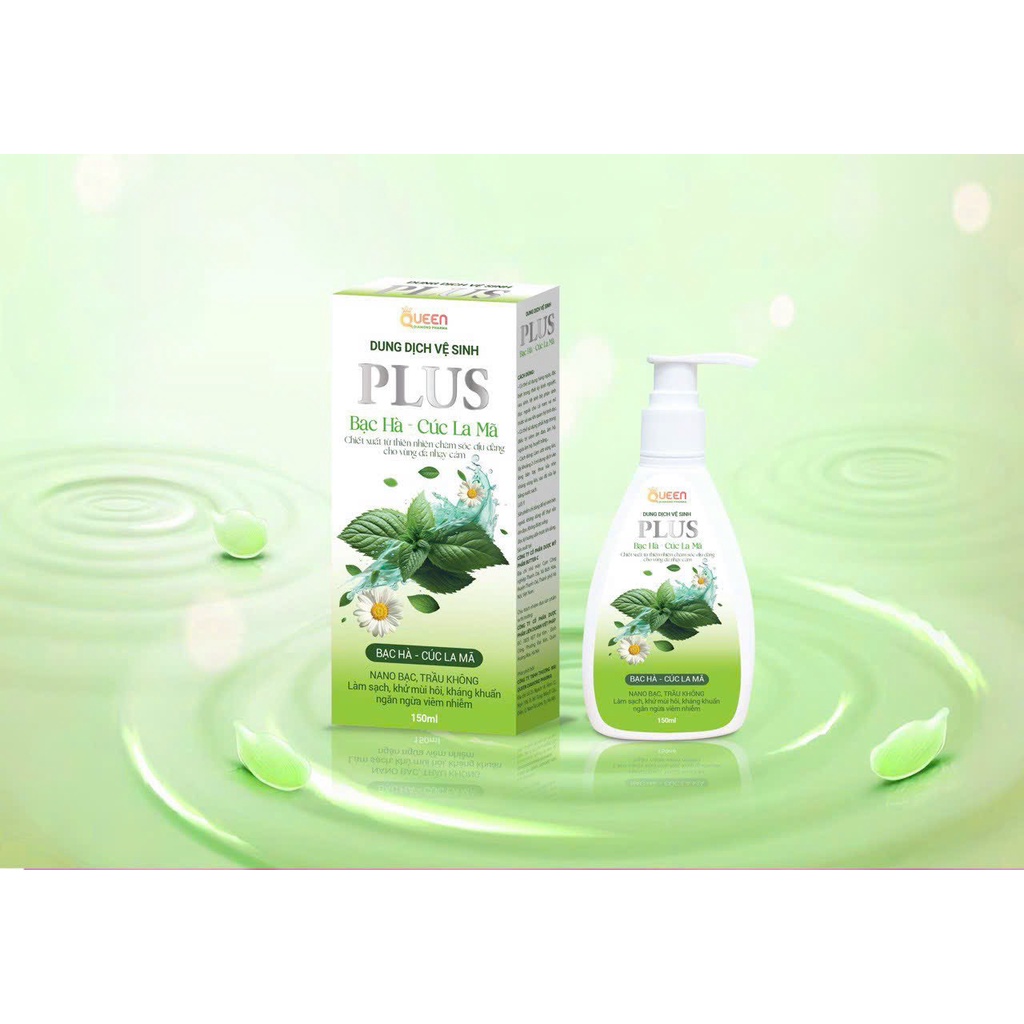 (Chính Hãng) Dung Dịch Vệ Sinh Plus Bạc Hà - Cúc la mã Queen 150 ml