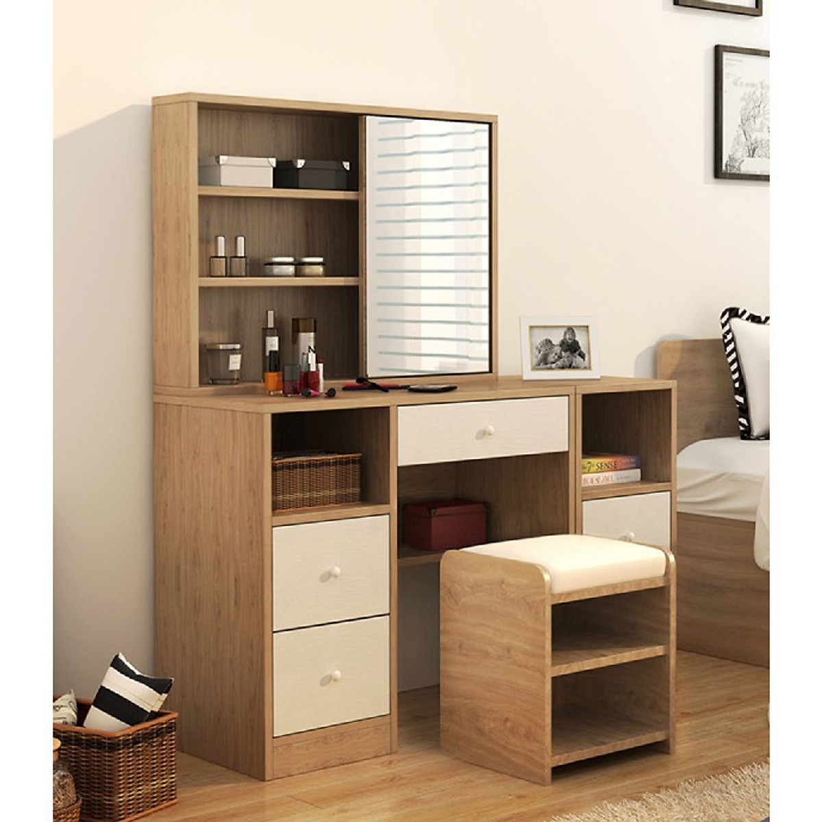 [ Freeship HCM ] [Trả góp 0%] Bộ bàn Trang Điểm Ohaha-001