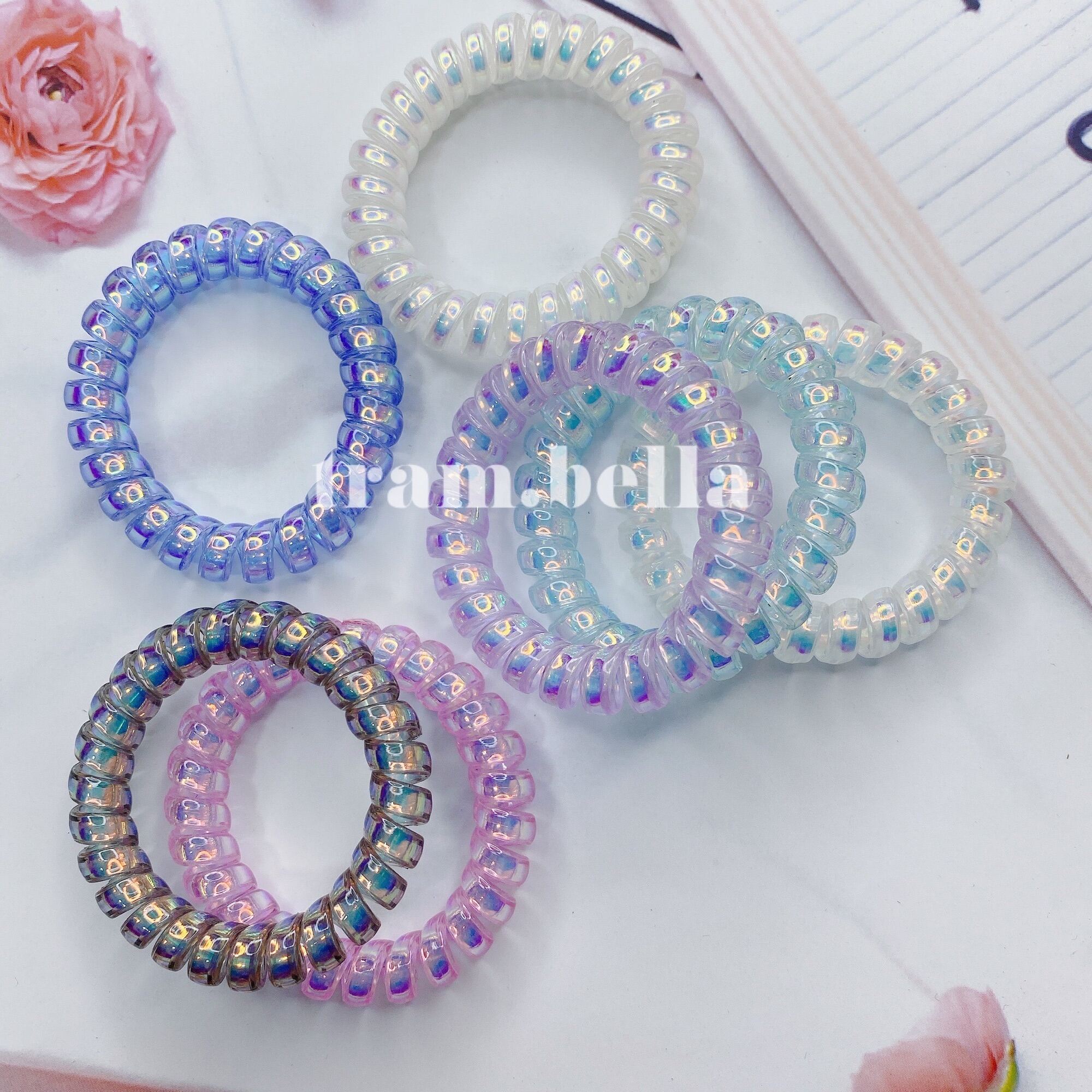 Dây cột tóc lò xo ánh nhũ - Trâm Bella