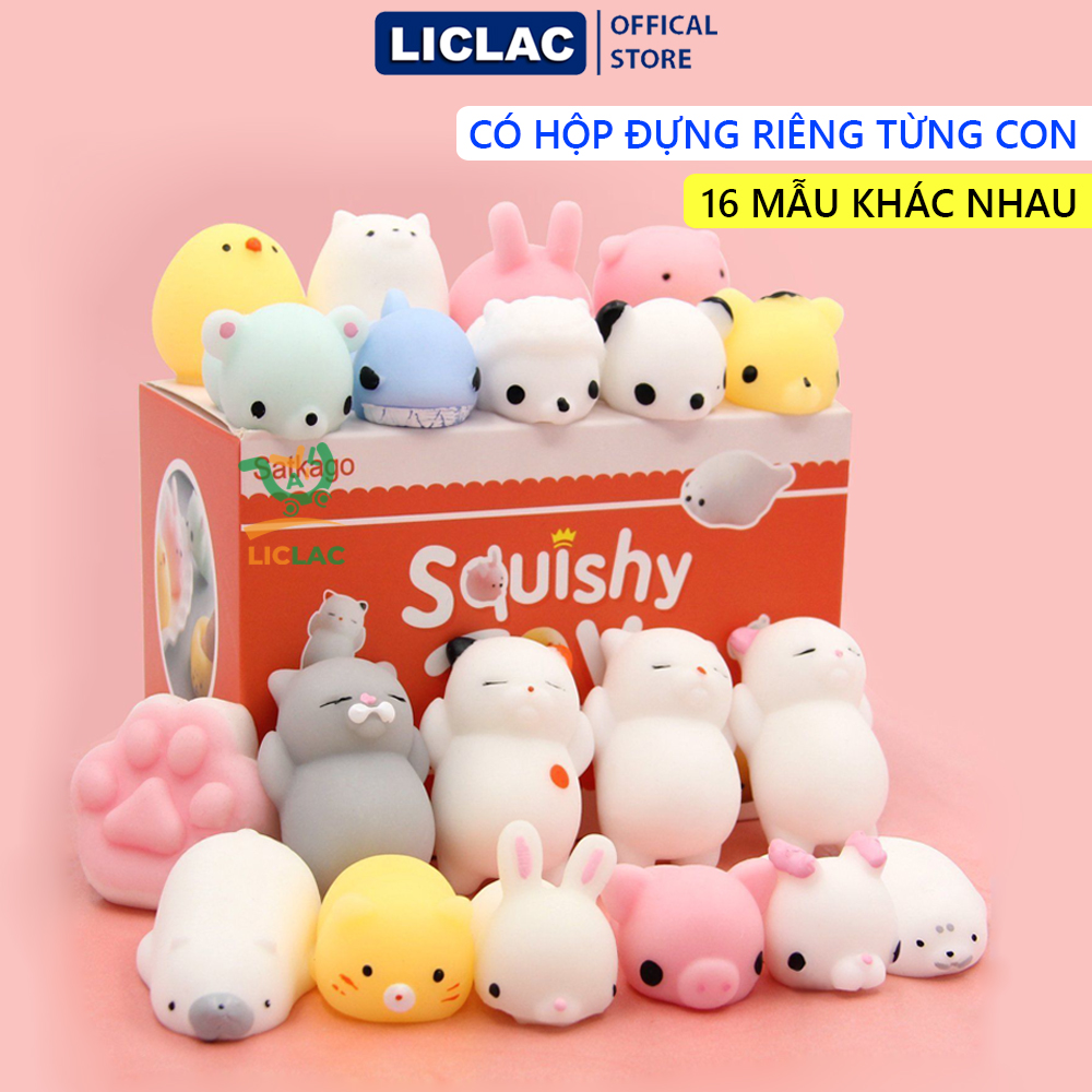 Set 16 child toys squishy mochi cute material by Silicon soft don't stick hand, đồ toy figure animal fun (have boxes for each child)-liclac