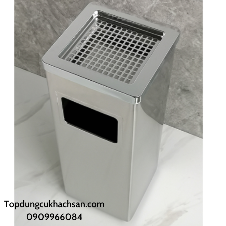 Thùng rác gạt tàn hình vuông Inox