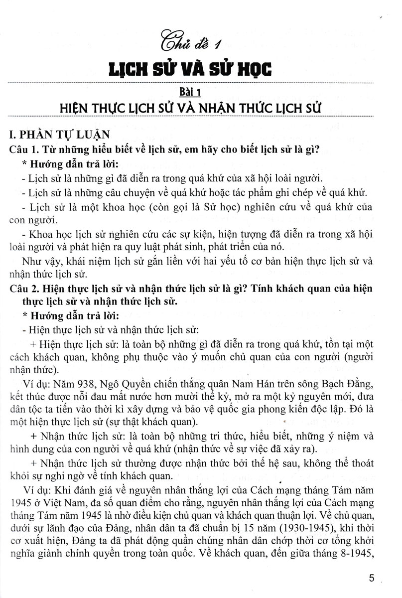 Sách - Hướng Dẫn Trả Lời Câu Hỏi Tự Luận Và Trắc Nghiệm Lịch Sử 10 (Biên Soạn Theo Chương Trình GDPT Mới) (HA) - Newshop