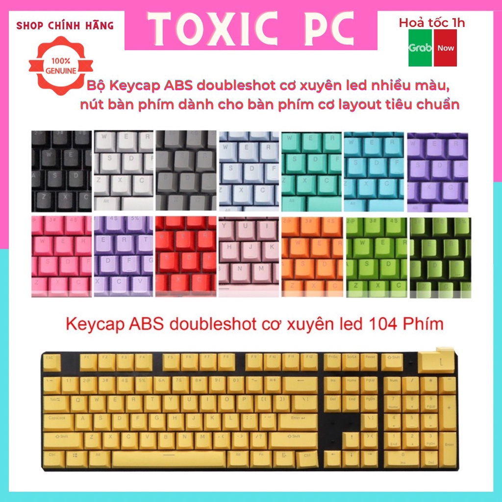 Bộ Keycap ABS doubleshot cơ xuyên led nhiều màu, nút bàn phím dành cho bàn phím cơ layout tiêu chuẩn