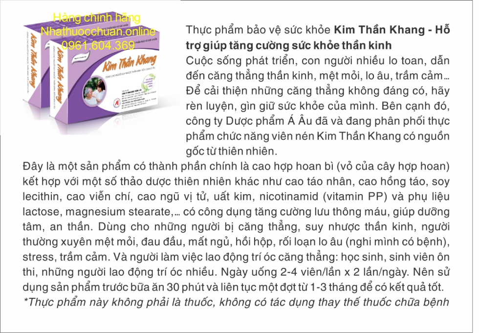 Kim Thần Khang ( Hộp 3 vỉ * 10 viên)