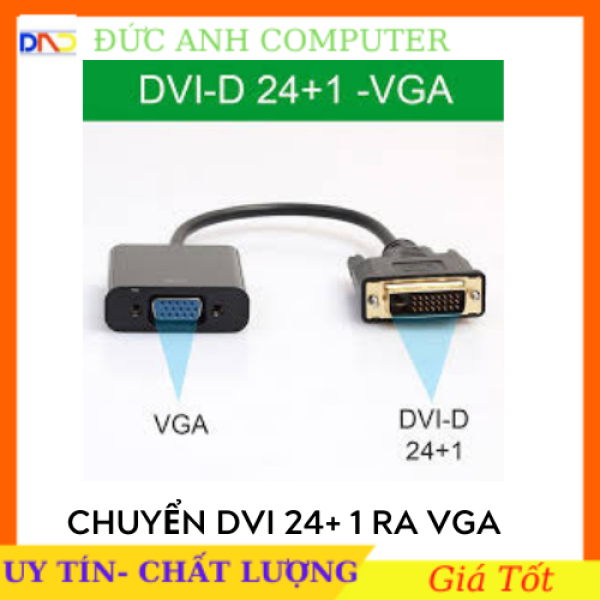 Bảng giá Cáp Chuyển DVI Sang VGA -- DVI-D 24+1 Đực Sang VGA Cái 20cm -Có IC Tích Hợp trong Dây Dvi- Hàng Loại Tốt Phong Vũ