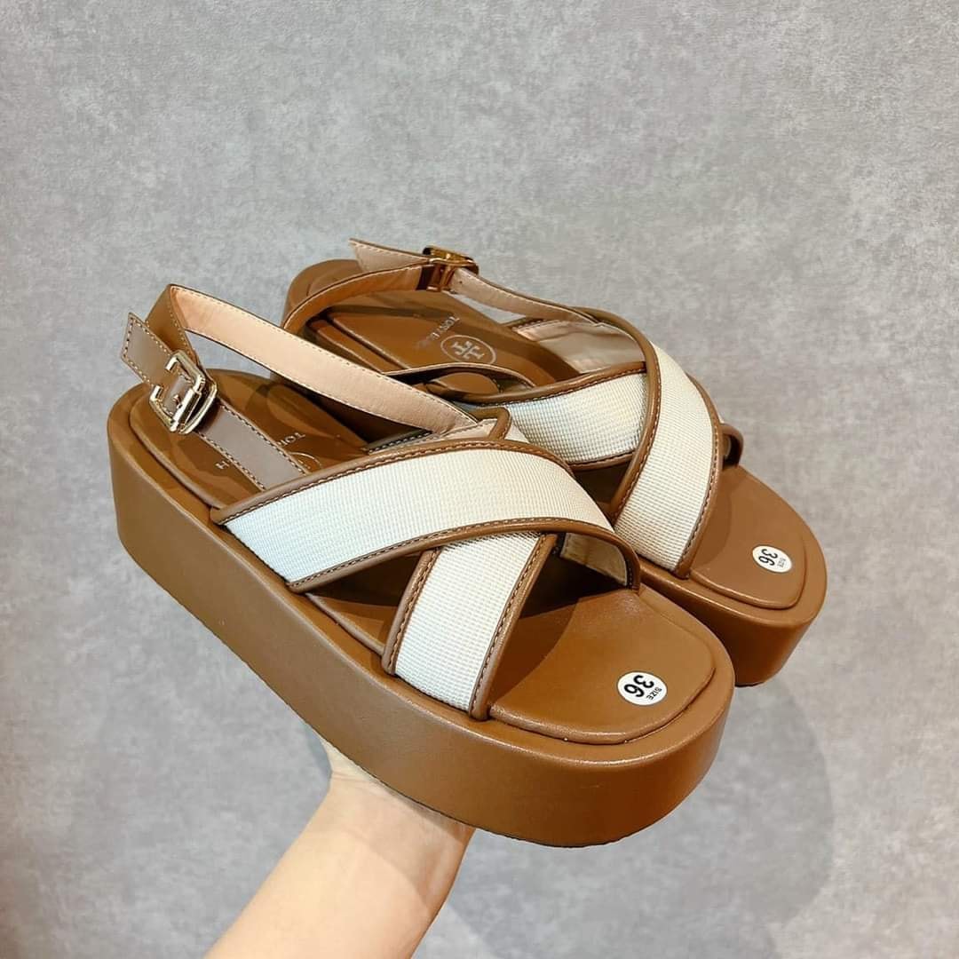 Giày sandal quai chéo đế bánh mì 5 phân