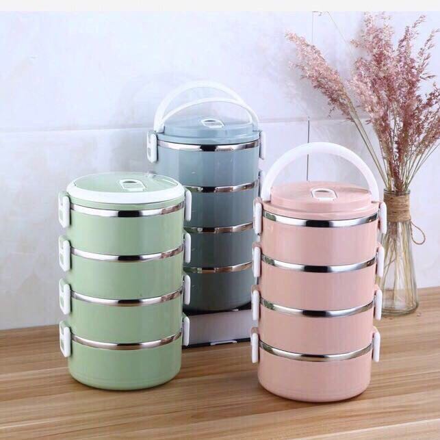 Cặp lồng inox 4 tầng đựng cơm giữ nhiệt cao cấp - hộp đựng cơm làm văn phòng công ty