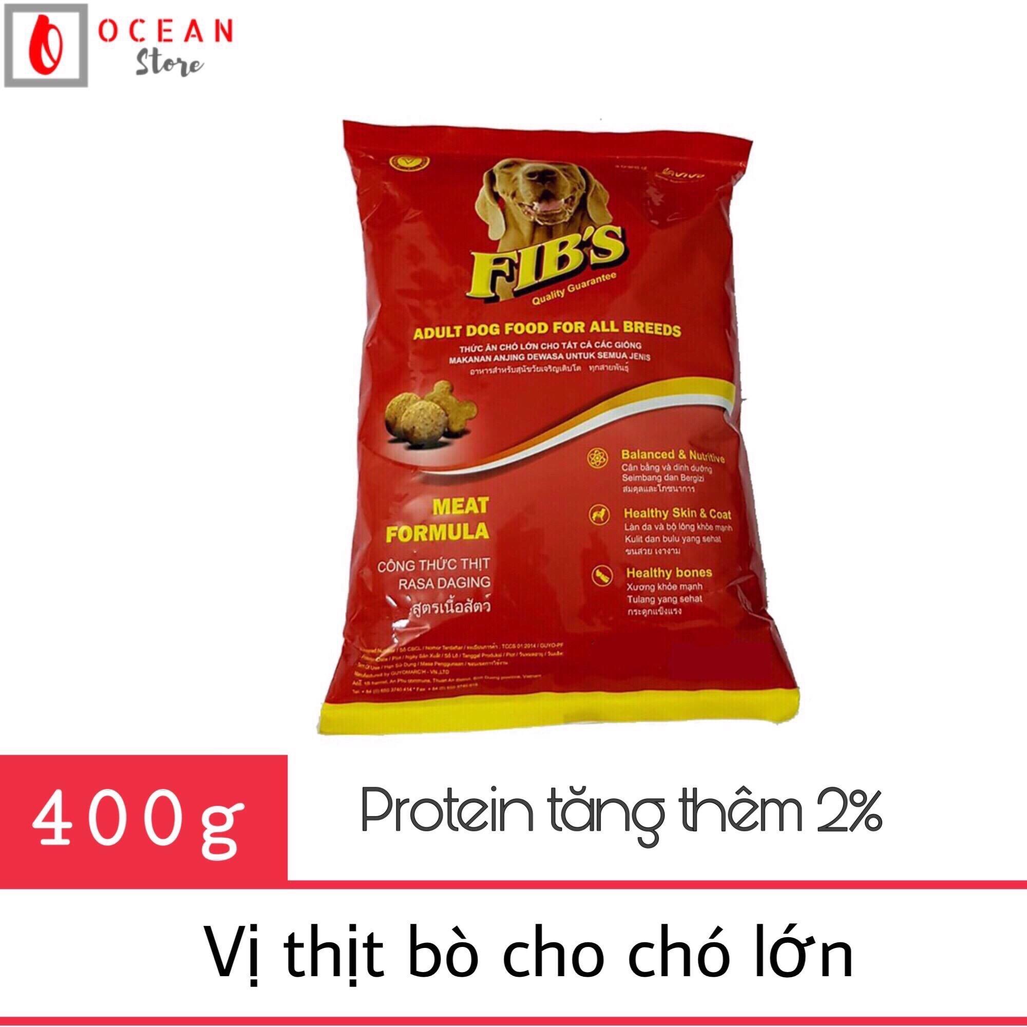 [BAO BÌ MỚI] Thức ăn cho chó vị thị bò - Thức ăn cho mọi loại chó trưởng thành - Fib's 400g