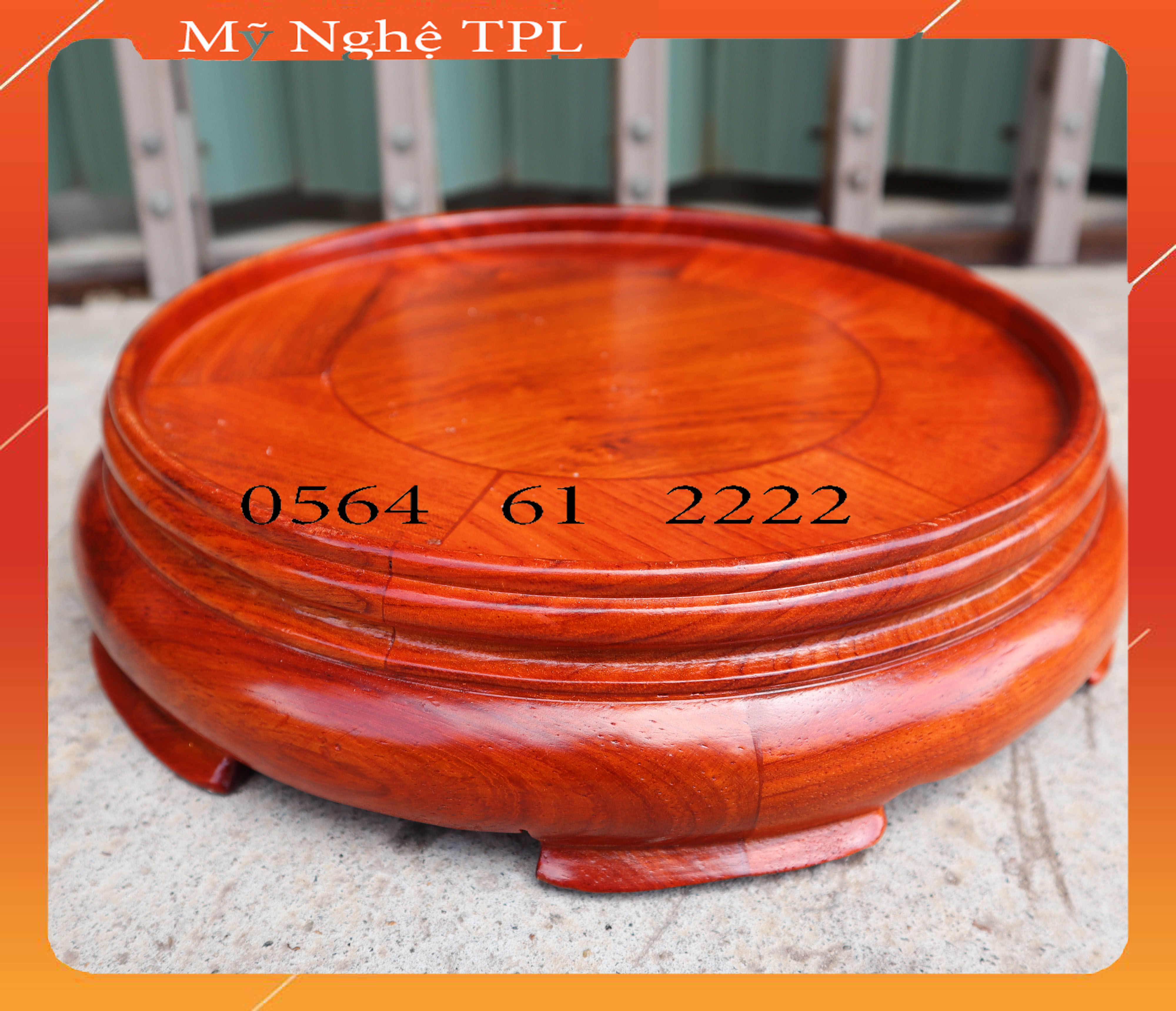 (Video) Kỷ đế tròn gỗ hương đỏ Kỷ tròn Đôn tròn không chân Đế bát hương  đồ thờ gỗ  kê bát hương cao 6cm