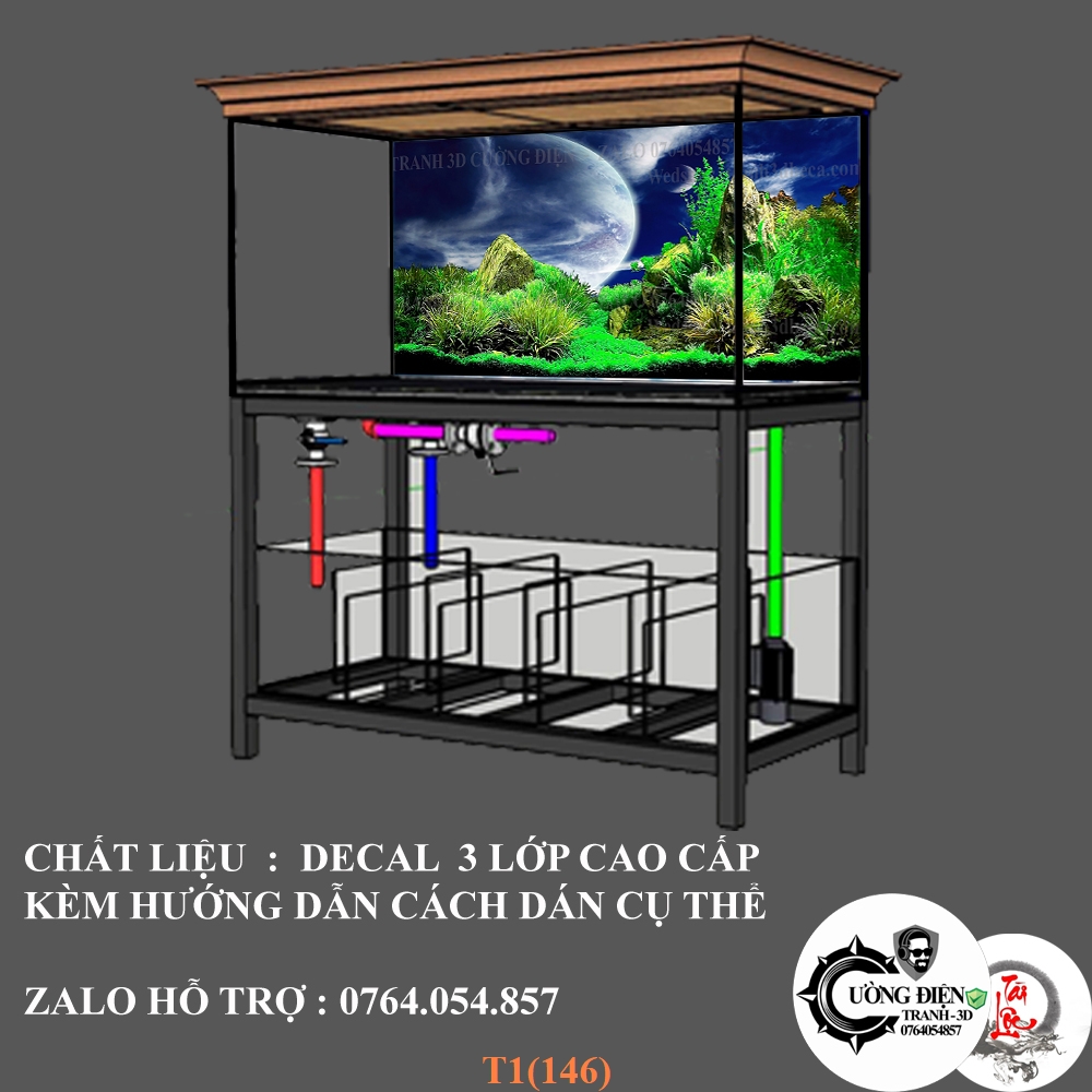 Tranh 3D dán bể cá cảnh hồ thuỷ sinh