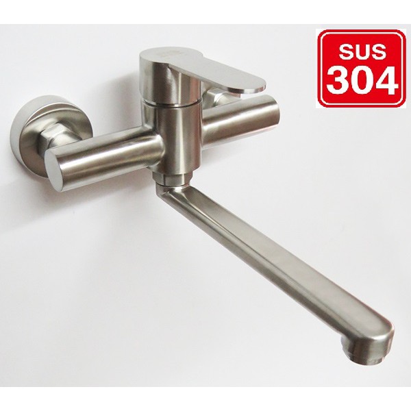 Vòi rửa chén nóng lạnh âm tường inox sus 304 , không gỉ sét, bảo hành 03 năm