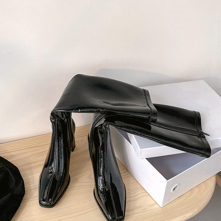 Bốt Đùi Đế Cao Emy Boots Nữ Da Bóng 7cm Thời Trang Cao Cấp