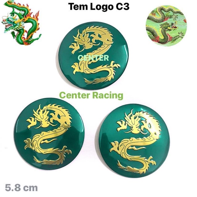 Tem nhôm logo 3D RỒNG XANH C3