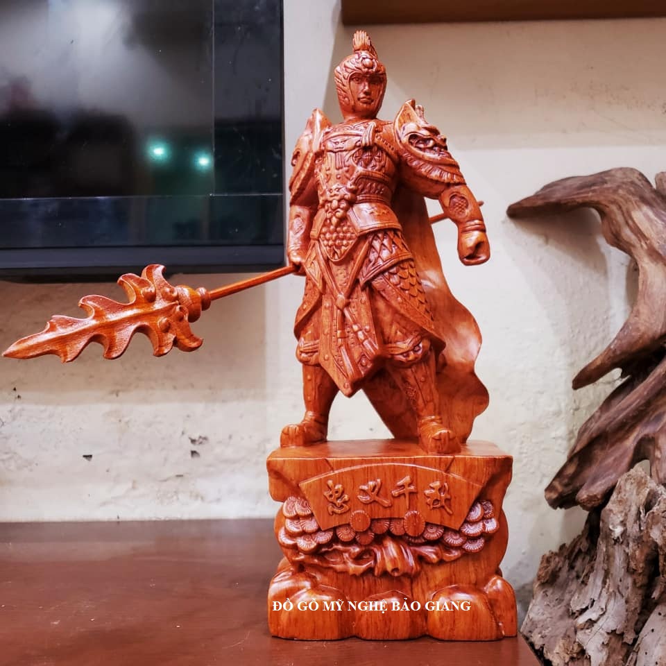 Tượng triệu tử long triệu vân gỗ hương cao 30cm
