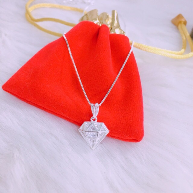 Dây chuyền bạc thật, vòng cổ nữ xinh xắn mặt kim cương, chất liệu chuẩn bạc ta cao cấp/ Trang sức bạc JQN