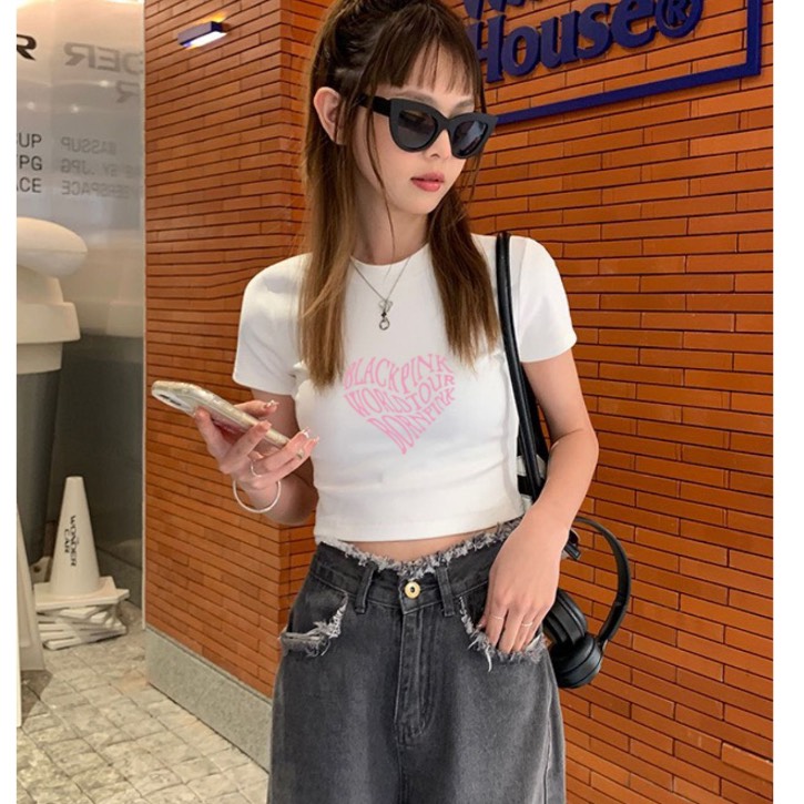 Pink heart BLACKPINK crop top