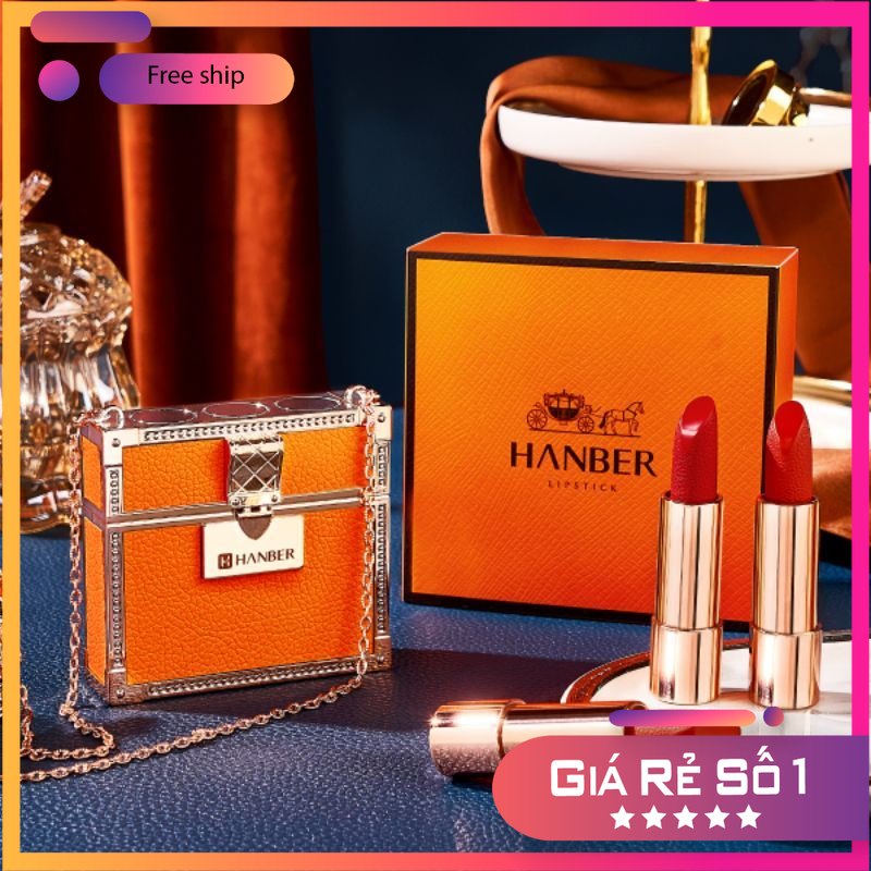 Set son 3 thỏi túi xách cam hanber siêu lì , tone màu hot , tiện lợi , sang trọng