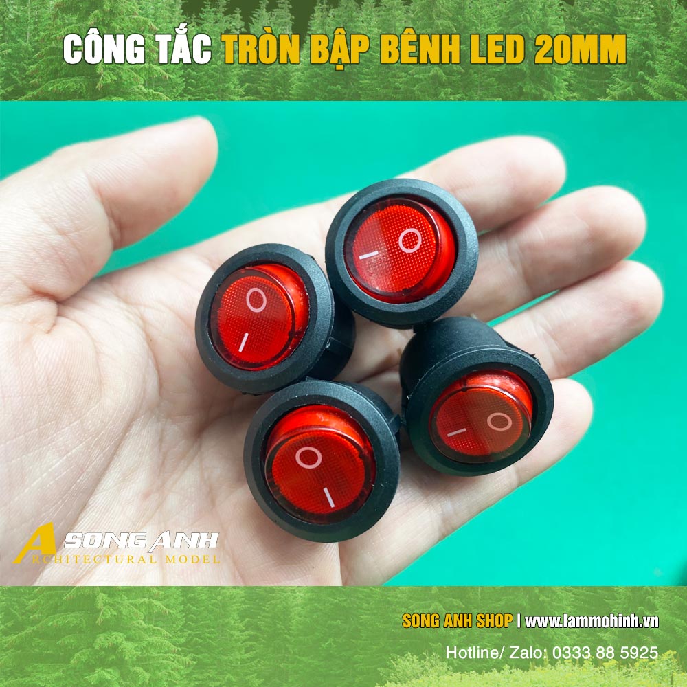 Công tắc tròn bập bênh LED 20mm
