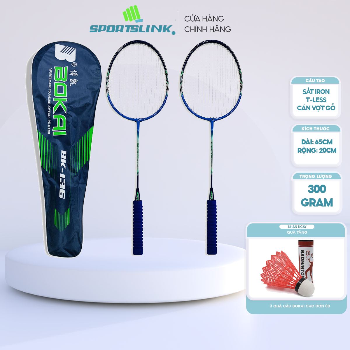 Cặp vợt cầu lông chính hãng BOKAI SL117 [TẶNG KÈM 3 QUẢ CẦU]