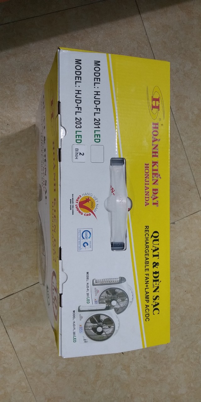 Quạt Sạc HONJIANDA HJD-FL203 LED (2 Bình ắc quy)