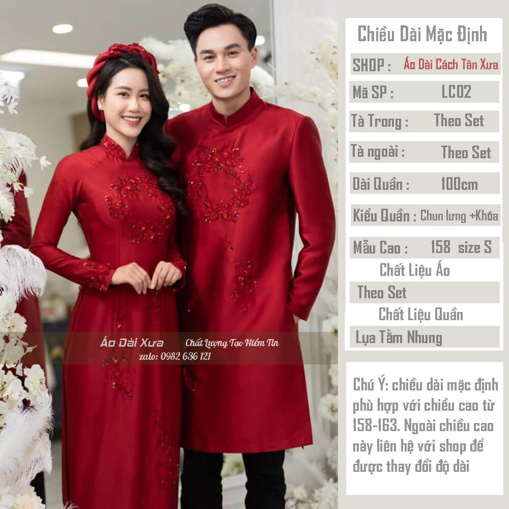 Áo Dài Cô Dâu Chú Dể Cặp Cưới Hỏi Truyền Thống LC02