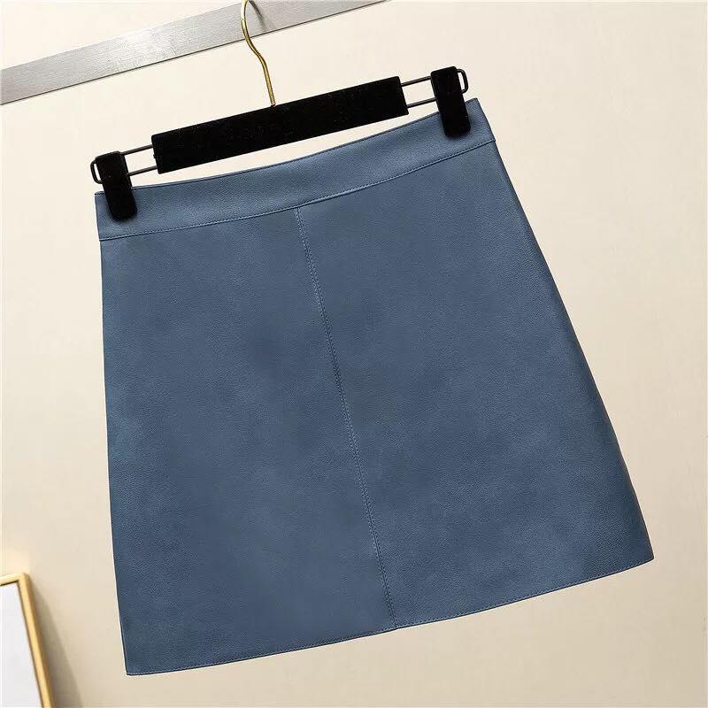 chân váy da xanh trơn size L eo dưới 70