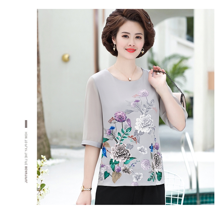 Áo trung niên - áo lụa trung niên in hoa sang trọng