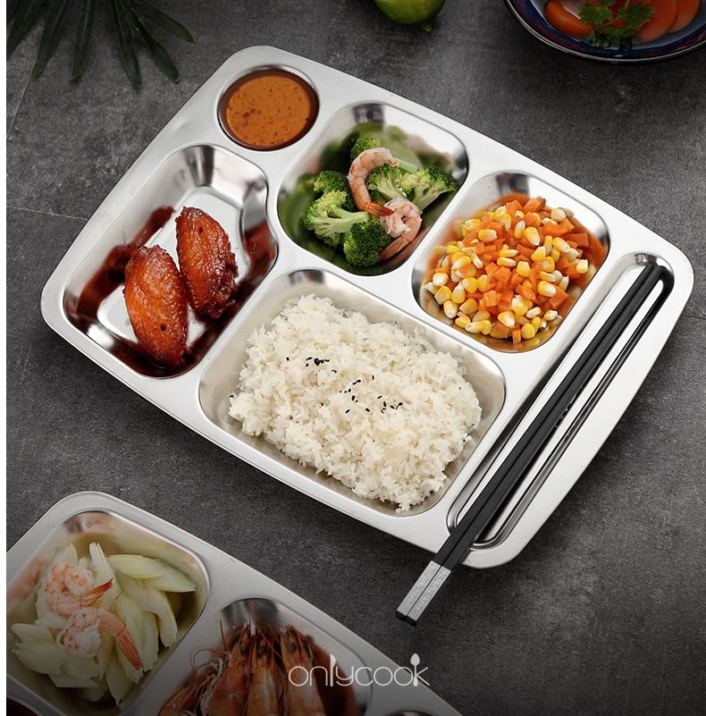 Khay Cơm Văn Phòng inox 304 6 Ngăn Tiện Dụng (Xước nhẹ)