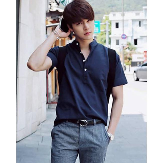 Áo Sơ mi Tay lửng cổ trụ Unisex