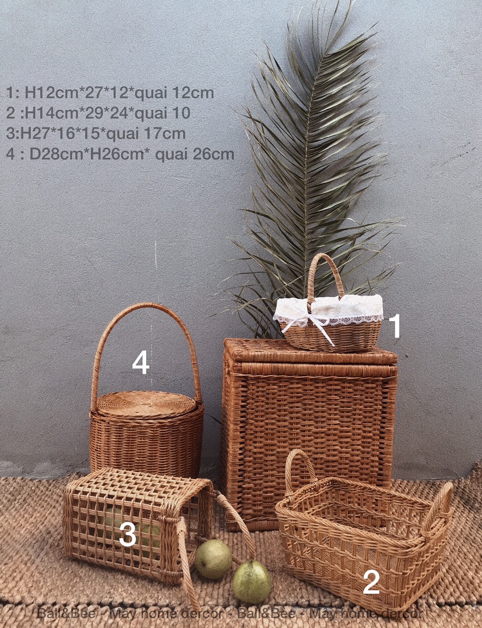 Giỏ Đi Picnic, Làm Đạo Cụ Chụp Hình Hoặc Trang Trí Rất Xinh Xắn Chất Liệu Mây Tự Nhiên Đan Tay
