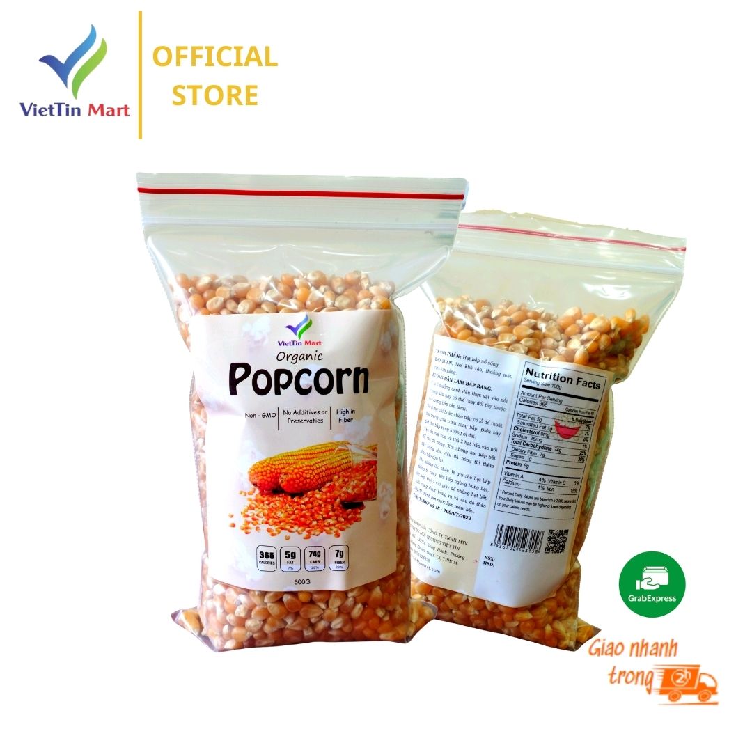 500g Ngô mỹ nổ bắp rang bơ (hạt chưa chế biến), - Viettin Mart