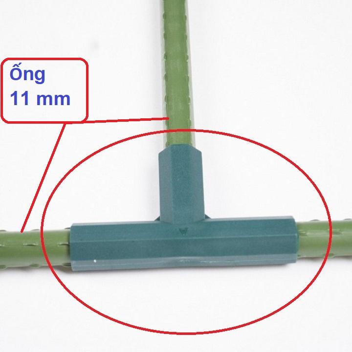 -E2- Khớp nối 3 chiều chữ T dùng nối ống thép bọc nhựa làm giàn leo.