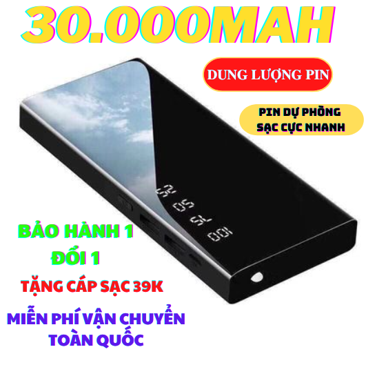 SẠC DỰ PHÒNG SẠC NHANH   PIN SẠC DỰ PHÒNG CAO CẤP THIẾT KẾ MÀN HÌNH GƯƠNG CỰC SANG TRỌNG - 2 CỔNG SẠC NHANH + ĐÈN LED SIÊU SÁNG TẦM NHÌN TỐT - SẠC DỰ PHÒNG AN TOÀN CHO MỌI DÒNG ĐIỆN THOẠI