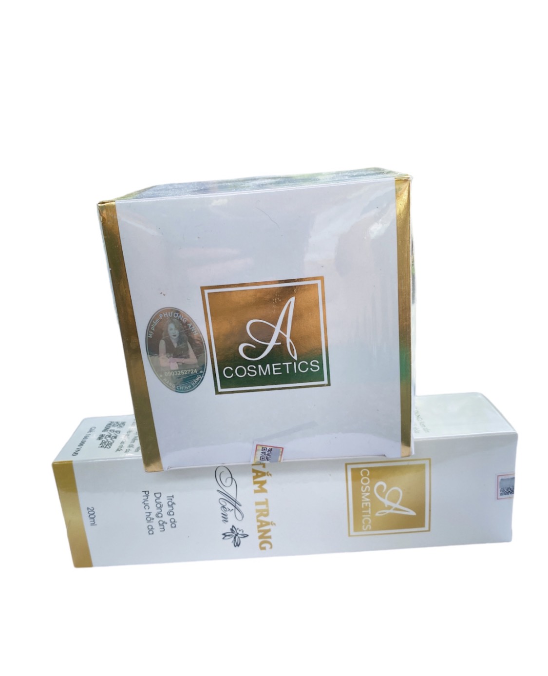 Combo tắm trắng và kem body mềm A Cosmetics